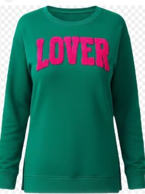 NEW torrid Cozy Fleece Step Hem Sweatshirt Green Crewneck Pink chenille Size 3X